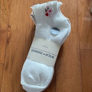 Wild Indigo Quarter Crew Socks with Lettuce Ruffle Red and Pink Designs 6 Pack